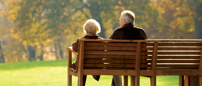 Couple sat in park